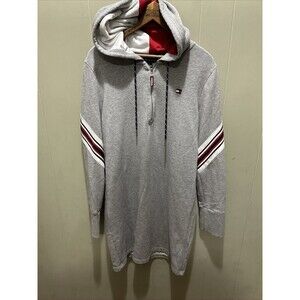 Tommy Hilfiger French Terry Sweatshirt Gray Dress Hooded Long Sleeve Sz MED NWOT